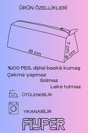 Siyah Kalp Desen Kalem Kutusu Makyaj Çantası
