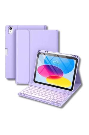 Fuchsia iPad 11. A16 çipli 2024 2025 ile Uyumlu Klavyeli Tablet Kılıfı