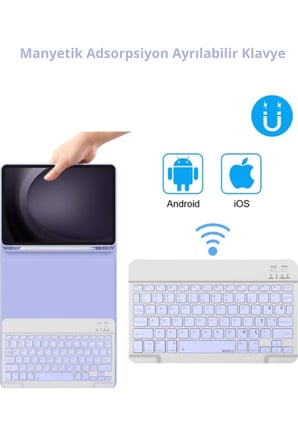 Fuchsia iPad 11. A16 çipli 2024 2025 ile Uyumlu Klavyeli Tablet Kılıfı