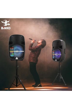 Profesyonel PA Kabin Hoparlör 15" Bluetooth Taşınabilir Şarjlı RGB Işıklı Karaoke Ses Sistemi 900W