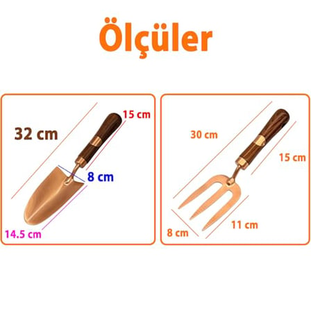 Paslanmaz 2’li Bahçe Hobi Seti Kürek Dirgen Tırmık Ergonomik Sap Tarla Balkon Sebze Çiçek Alet