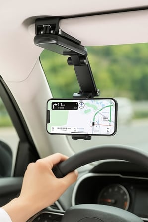 Busstier Güneşlik Üzerine Takılan, 1080° Döner Ayarlı, Araç Telefon Tutucu, Universal Evrensel Cep T