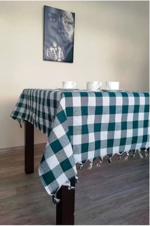 DENİZLİ ÇEYİZ Çok Amaçlı Masa Örtüsü Sofra Bezi Yeşil 150x150 Yeşil