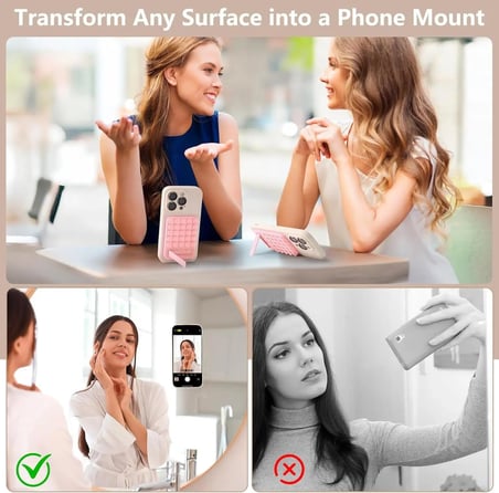 Coverzone Dikdörtgen Vantuzlu Telefon Tutucu Stand Olabilen pop-it telefon tutacağı Taşınabilir Sili