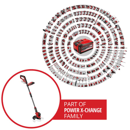 Einhell akülü kenar kesme makinesi GE-CT 18/25-1 Li-Solo Power X-Change (18 V, 25 cm kesim genişliği, dönebilen/eğilebilen motor başlığı, 20 plastik bıçak, 1 misina makarası dahil, pil dahil değildir)