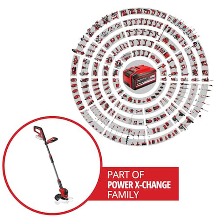 Einhell akülü kenar kesme makinesi GE-CT 18/25-1 Li-Solo Power X-Change (18 V, 25 cm kesim genişliği, dönebilen/eğilebilen motor başlığı, 20 plastik bıçak, 1 misina makarası dahil, pil dahil değildir)