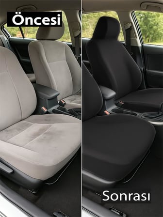 Aracınız için özel olarak tasarlanan Toyota Auris ile uyumlu oto koltuk kılıfı ile sürüş Siyah