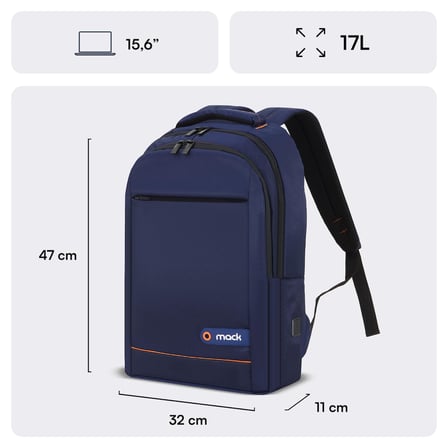 Mack MCC-006BL 15.6 inç Laptop Sırt Çantası, Mackbook Sırt Çantası, Bilgisayar ve Notebook Çantası, Kadın Erkek Bilgisayar İş Çantası, Üniversite Okul Çantası, Lacivert