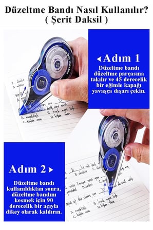 Şerit Daksil 5mmx8 Metre 8 Adet Şerit Düzeltici Fixpoint Şerit Silici Yazı Silici Büro Ofis Okul