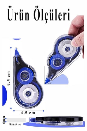 Şerit Daksil 5mmx8 Metre 8 Adet Şerit Düzeltici Fixpoint Şerit Silici Yazı Silici Büro Ofis Okul