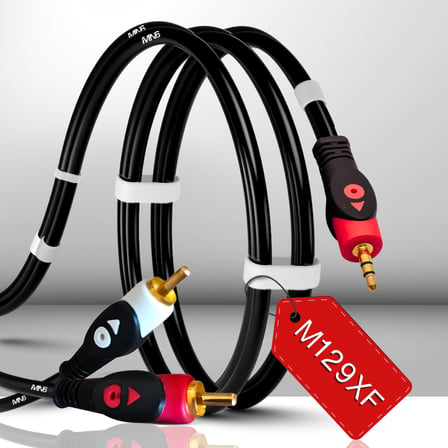 MN6 M129XF 3.5mm AUX to 2 RCA Stereo Ses Kablosu, Erkek-Erkek, 1.5 Metre