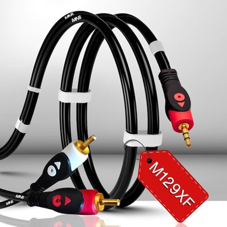MN6 M129XF 3.5mm AUX to 2 RCA Stereo Ses Kablosu, Erkek-Erkek, 1.5 Metre
