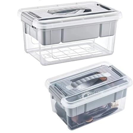 Büyük Boy Bölmeli Organizer Kutu 9 Litre - Şeffaf Tasarım Saklama Kabı - Ev Araba Saklama Kutusu - Ev Banyo Düzenleyici, Dolap Düzenleyici, Saklama, Kutu, Organizer