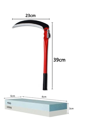 Depolife Tırpan Orak Ve Bileme Tırpan Taşı Seti El Tipi Çim Ekin Sap Saman Biçme Aleti Katlanabilir