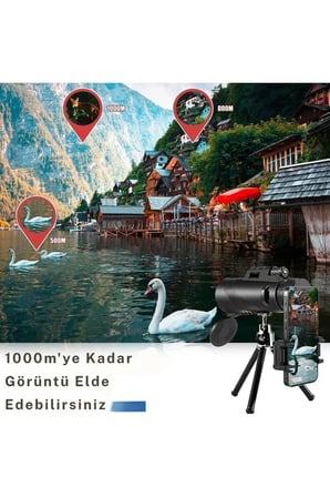 80x100 Taşınabilir Monoküler Dürbün Teleskop Uzun Menzilli Tek Göz Dürbün Avcılık Spor Kamp Siyah