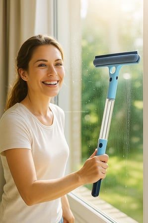 Busstier 4 in 1 Spreyli Cam Temizleyici Çekçek ve Fırça Aparatı Su Hazneli Pratik Camsil Çok Fonksiy