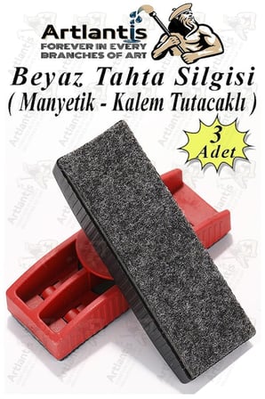 Yazı Tahta Silgisi Plastik Mıknatıslı 3 Adet Beyaz Yazı Tahtası Silgisi Manyetik Kaliteli Keçe Uçlu