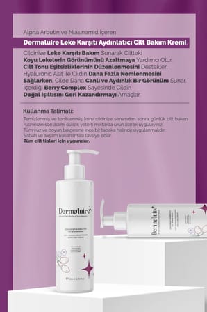 Dermaluire Leke Karşıtı Aydınlatıcı Cilt Bakım Kremi 200ml (Alpha Arbutin, Niacinamide, Hyaluronic Acid)