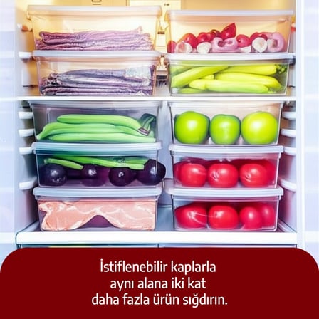 Buzdolabı Saklama Kabı, Kendinden Kapaklı Derin Dondurucu Kabı, Buzluk Kutusu, Dolap Organizeri, Mutfak Düzenleyici, BPA FREE (5, Şeffaf, 2000 ml)