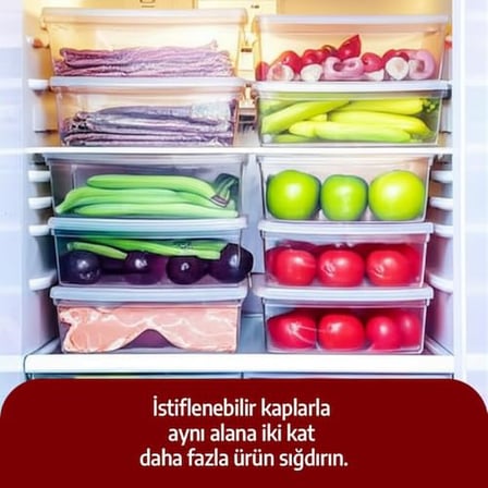 Buzdolabı Saklama Kabı, Kendinden Kapaklı Derin Dondurucu Kabı, Buzluk Kutusu, Dolap Organizeri, Mutfak Düzenleyici, BPA FREE (5, Şeffaf, 2000 ml)