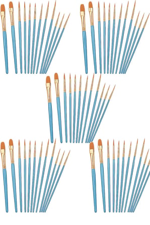 Hannah 5 SET Sanatçı Fırcası Seti, 10'lu Paket Naylon Fırca, Resim, , İnce Fırca, Sulu ve Yüz Boyama, Kendin Yap El Sanatları İçin, Mavi, Toplam 50 Fırca