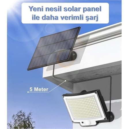 Greentech Güneş Enerjili, Hareket Sensörlü, 228 Boncuk LED Aydınlatma/GT-SL33