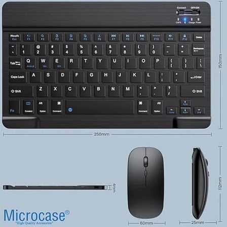 Microcase S10 Lite ile uyumlu Türkçe Bluetooth Klavye+Mouse+Tablet Standı Beyaz AL5166