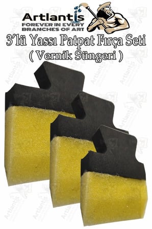 Yassı Patpat Sünger Fırça Seti 3 lü 1 Paket Sünger Boyama Fırçası Kesik Uç Vernik Süngeri Resim Süngeri Hobi Sanat
