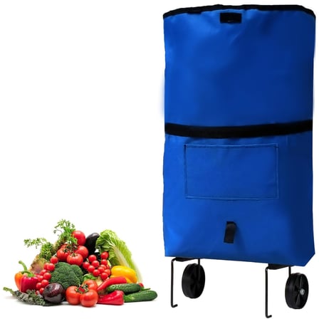 Microcase Tekerlekli Cepli Tasarım Katlanabilir Portatif Pazar Market Arabası Malzeme çantası- AL4966 (Bordo)