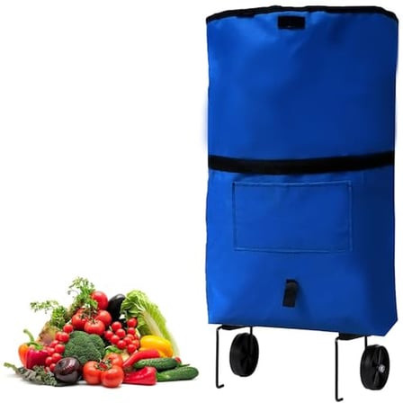 Microcase Tekerlekli Cepli Tasarım Katlanabilir Portatif Pazar Market Arabası Malzeme çantası- AL4966 (Bordo)