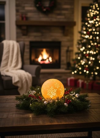 Christmas Serisi Kartopu Mumluk - Dekoratif Aydınlatma - Ev Dekorasyon - Dekoratif Beyaz Mumluk (Beyaz)
