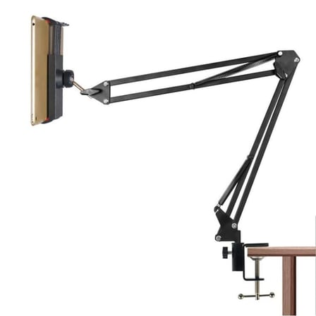 Masaüstü Ayarlanabilir Tablet Tutucu Kol – 360° Dönebilen, Yaylı Metal Kollu, Masa Kelepçeli Tablet Tutuculu Stand (siyah)