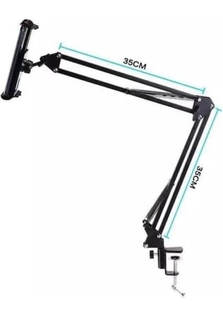 Masaüstü Ayarlanabilir Tablet Tutucu Kol – 360° Dönebilen, Yaylı Metal Kollu, Masa Kelepçeli Tablet Tutuculu Stand (siyah)