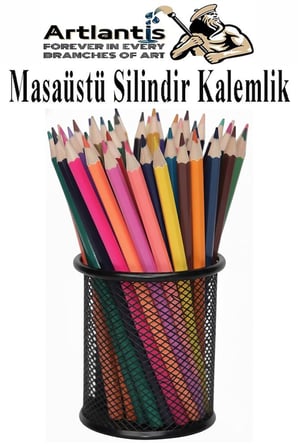 Masaüstü Metal Silindir Kalemlik 1 Adet Fileli Perfore Renkli Kalemlik Kağıtlık Düzenleyici Büro Ofis Okul