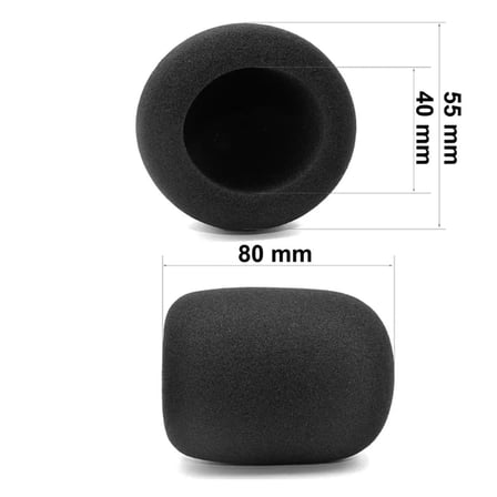 El Mikrofon Süngeri Siyah Profesyonel Tekli, 80x55mm, Uzun Ömürlü,