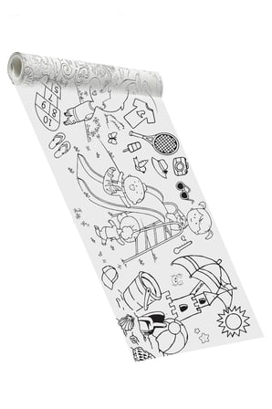 SinaTicaret Yaz Aktiviteleri Dev Boyama Kağıdı Rulosu, 5 Metre x 45 cm, Çocuklar İçin Eğitici ve Eğlenceli Yaz Temalı Boyama Seti