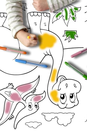 SinaTicaret Dinazorlar Devri Boyama Kağıdı Rulosu, 5 Metre x 45 cm, Sevimli Dinazorlar Temalı, Çocuklar İçin Eğitici ve Eğlenceli Aktivite