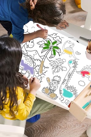 SinaTicaret Dinazorlar Devri Boyama Kağıdı Rulosu, 5 Metre x 45 cm, Sevimli Dinazorlar Temalı, Çocuklar İçin Eğitici ve Eğlenceli Aktivite