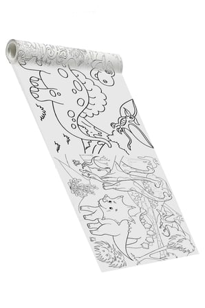 SinaTicaret Dinazorlar Devri Boyama Kağıdı Rulosu, 5 Metre x 45 cm, Sevimli Dinazorlar Temalı, Çocuklar İçin Eğitici ve Eğlenceli Aktivite