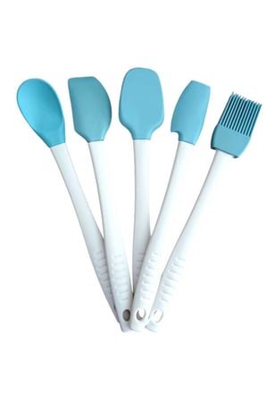 CKM silikon 5li Silikon Spatula Kaşık Fırça Seti Mutfak Gereçleri Set Turkuaz