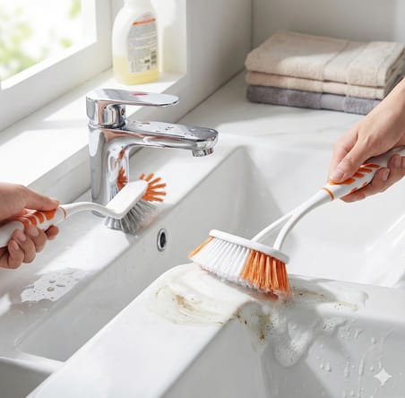 2'li Pratik Banyo ve Mutfak Temizlik Fırçası Seti - Çizmez Lavabo Küvet Fırçası (27x15cm) ve Hijyenik Bulaşık Fırçası (29x9cm) - Ergonomik ve Yüksek Kalite