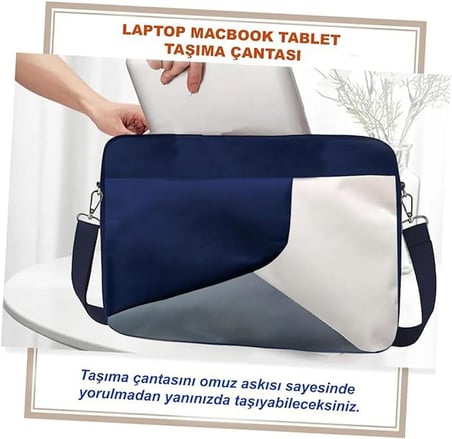 Microcase Pad 10 12.1 inch için Tablet Çantası 2 Bölmeli AL4228 Lacivert Gri Krem