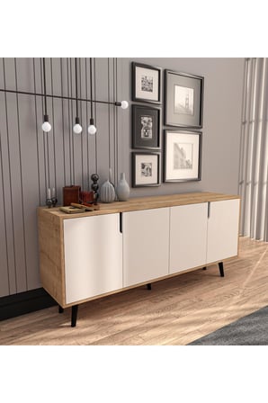 VM VERTEX MOBİLYA Latina Modern Konsol 180 Cm Safir Meşe - Beyaz Safir Meşe-Beyaz 45 x 180