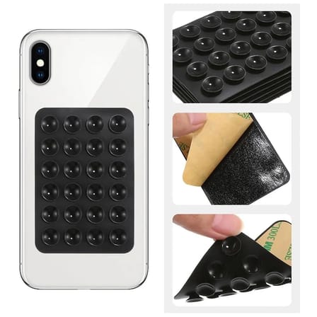 Coverzone Dikdörtgen Vantuzlu Yapışkan Telefon Tutucu Taşınabilir Silikon Yumuşak Telefon Standı Geniş Kullanım Alanı Gri