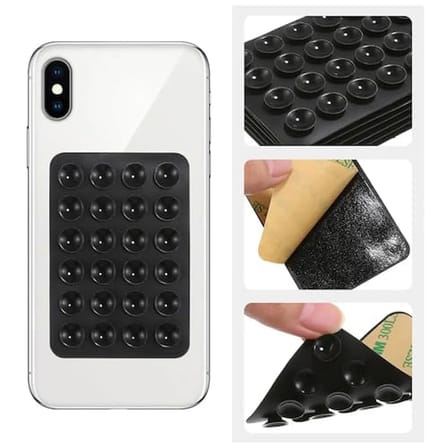 Coverzone Dikdörtgen Vantuzlu Yapışkan Telefon Tutucu Taşınabilir Silikon Yumuşak Telefon Standı Geniş Kullanım Alanı Gri