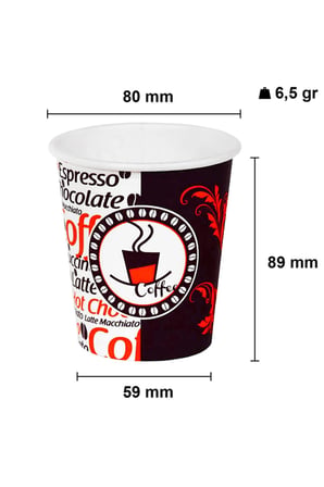8 Oz Desenli Kalın Karton Bardak, 250 ml Kağıt Bardak Çay ve Latte Kahve için 80 Adet (250, Mililitre)