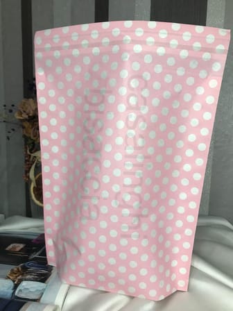 Pembe Beyaz Puanlı Küçük Boy Hediye Torbası Hediye Paketi Bantlı 20x20 Cm - 2 Adet (Pembe)