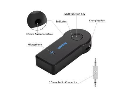 Mikrofonlu Bluetooth Ses Alıcı Araç ve Hoparlör İçin Aux Girişli Kablosuz Dönüştürücü Kiti