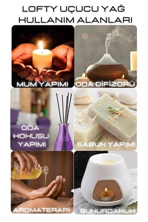 LOFTY Esansiyel Uçucu Yağ Seti, Lavanta Amber Pudra, Aromaterapi Difüzör, 3x10ml, Doğal Saf Yağlar
