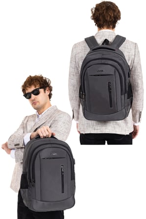 Dada 05 Laptop Dizüstü Bilgisayar Çantası 14"-15,6" inç Ortaokul Lise Üniversite Okul Çantası Unisex Gündelik Kadın Erkek Sırt Çantası Usb Type-C Aparat Darbe Emici Koruma Su Geçirmez Kumaş (Uzay Gri)